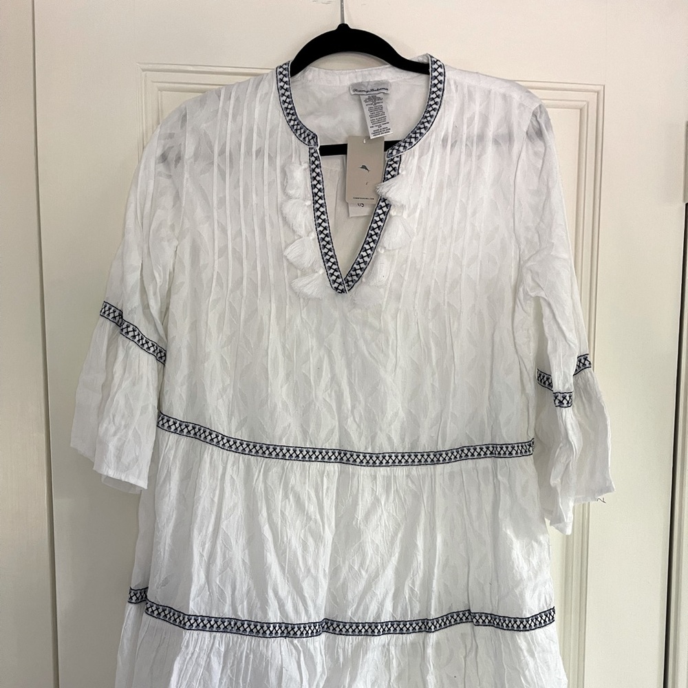 Tommy Bahama white beach dress with tassels. Size Small